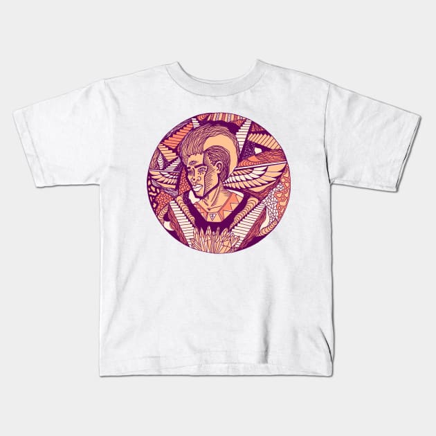 Peach Wise Afro King Kids T-Shirt by kenallouis